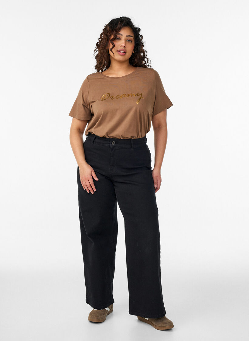 T-shirt met print, Bruin, Model image number 1