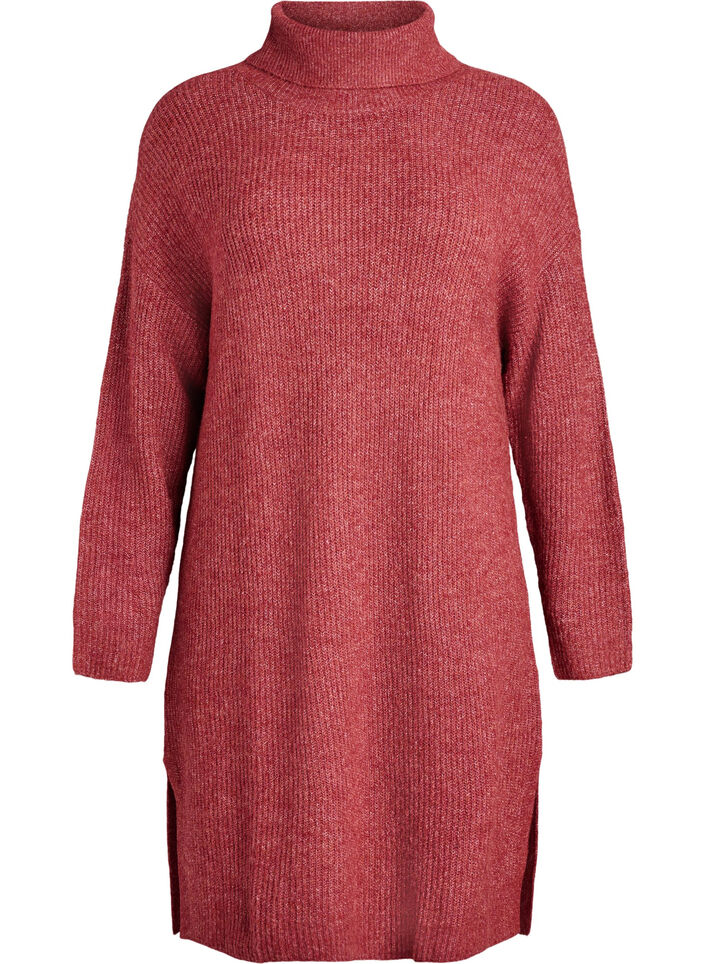 Gebreide jurk met col, Rood, Packshot image number 0