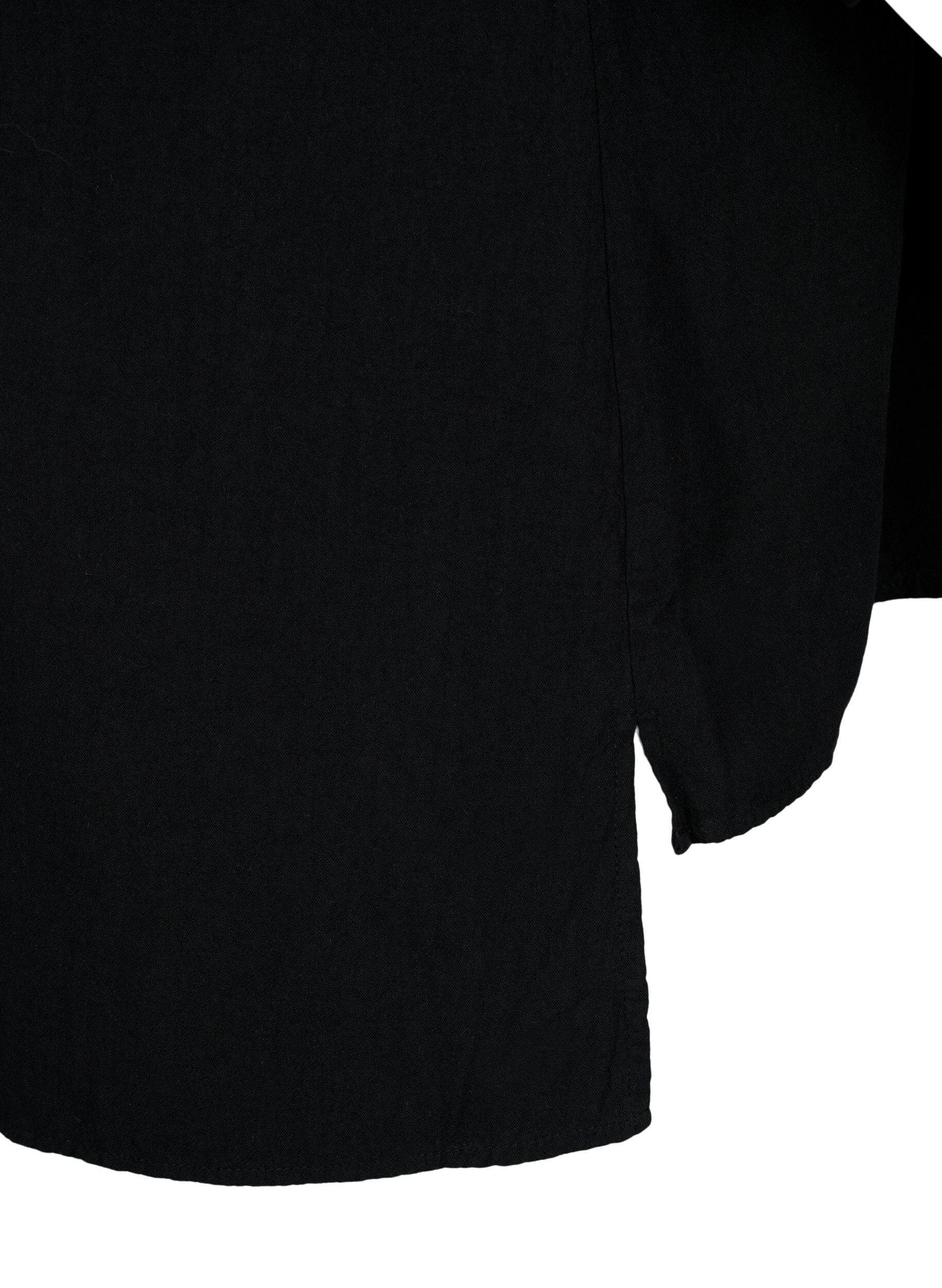 Zizzi FLASH - Katoenen blouse met halflange mouwen, Black, Packshot image number 3