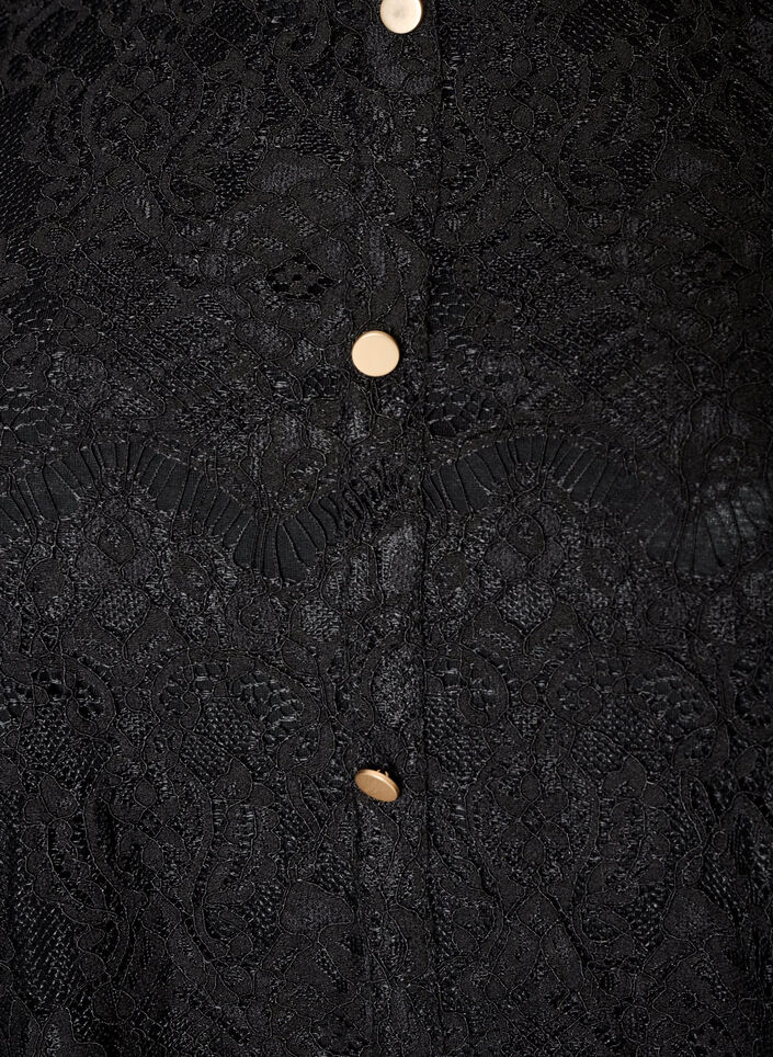 Kanten blouse met decoratieve knopen, Zwart, Packshot image number 2