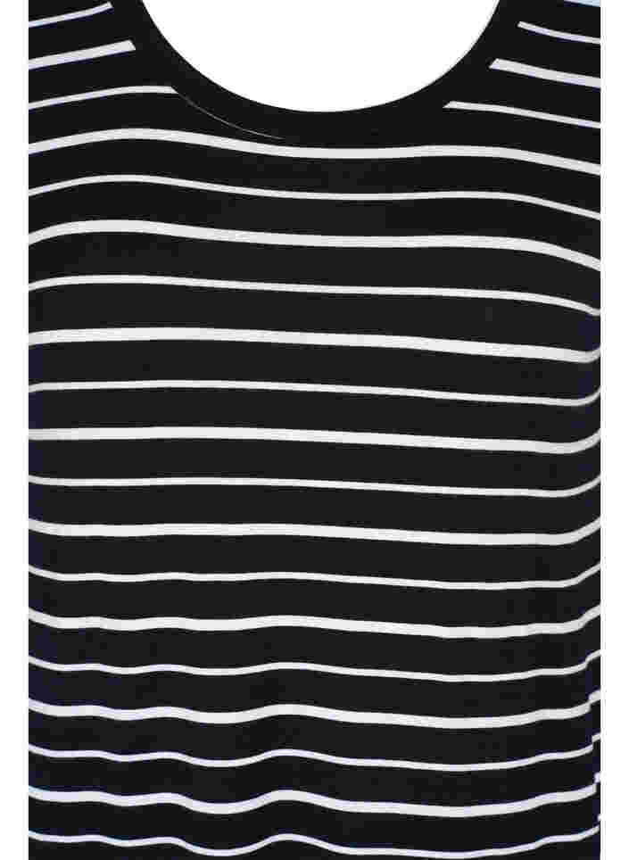 Gestreepte midi-jurk met korte mouwen, Black w. Stripe, Packshot image number 2
