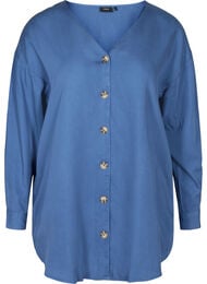 Lyocell blouse met v-hals, Blue denim