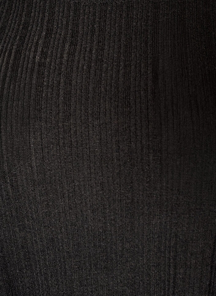 Jersey blouse met geribde structuur en lange mouwen, Zwart, Packshot image number 2