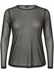 Transparante mesh blouse met strassteentjes, Zwart, Packshot image number 0