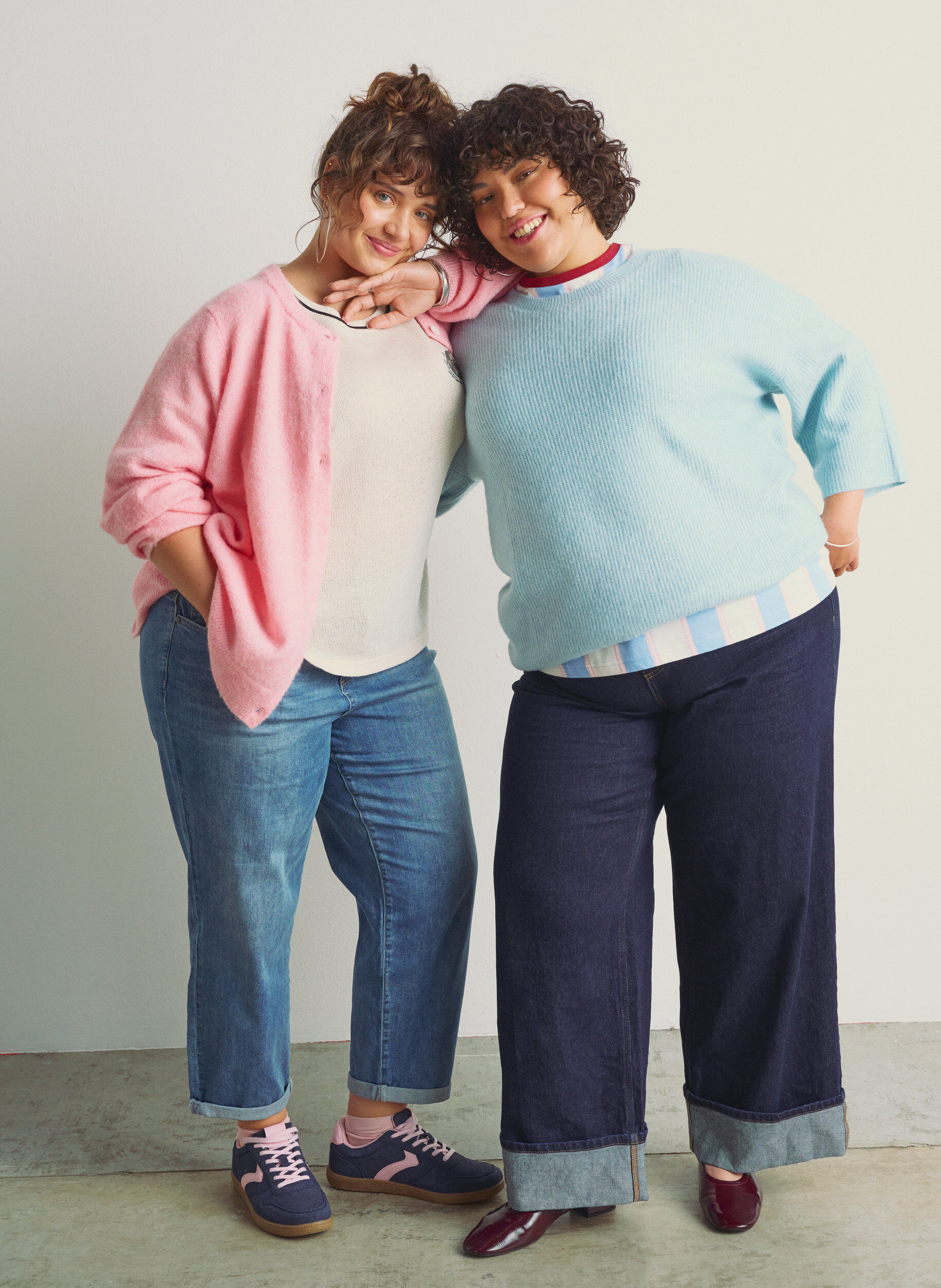 Zizzi Losse gebreide trui met 3/4-mouwen, Blauw, Image image number 0