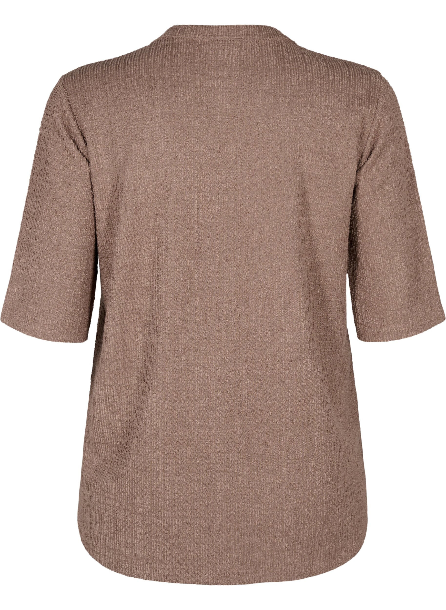 Zizzi Gestructureerde blouse met V-hals, Walnut, Packshot image number 1
