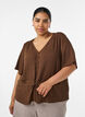 Blouse met textuur en een strik in de taille, Bruin, Model image number 0