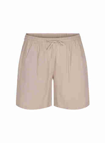 Losse shorts in katoenmix met linnen