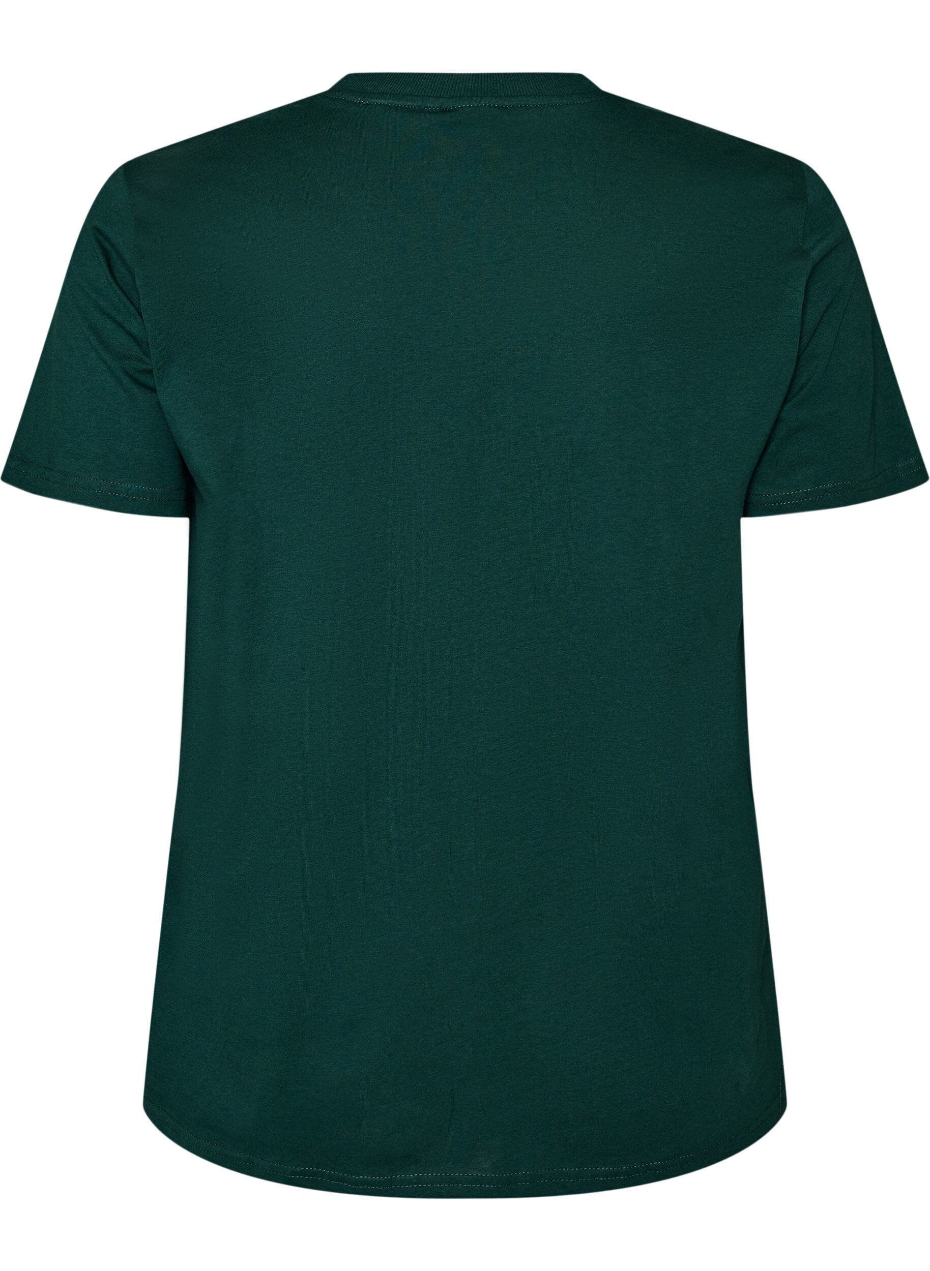 ZizziBasic katoenen T-shirt met ronde hals, Groen, Packshot image number 1