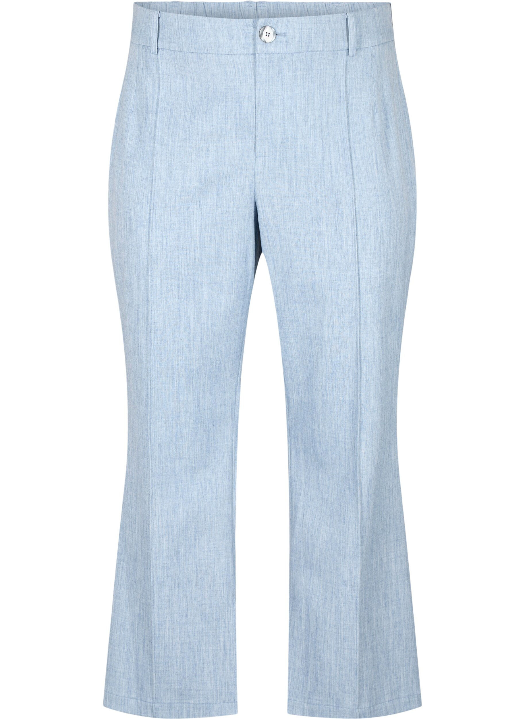 Zizzi Gem&ecirc;leerde broek met elastiek en knoopsluiting, Infinity , Packshot image number 0