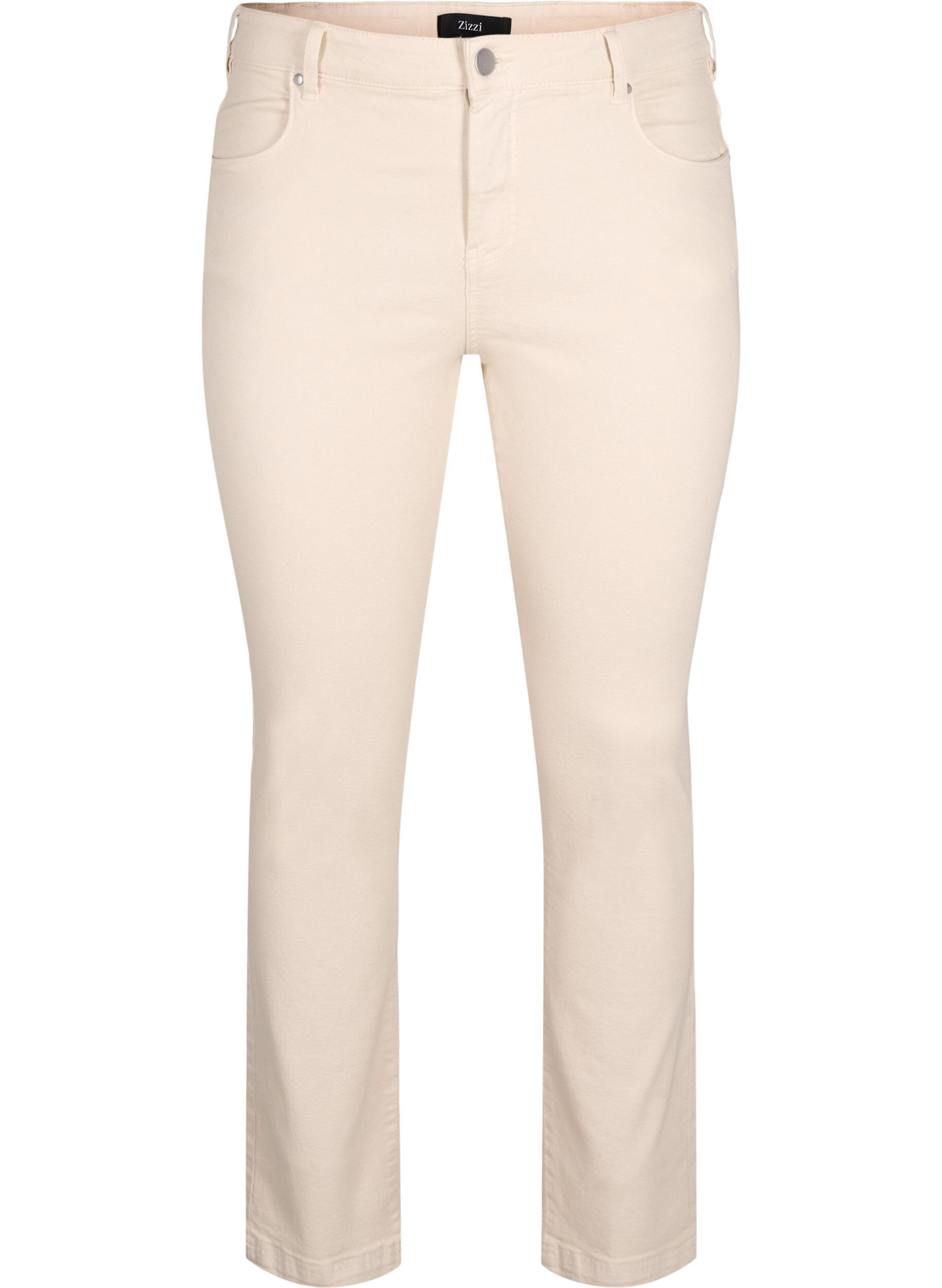 Zizzi Slim fit Emily jeans met normale taille, Oatmeal, Packshot image number 0