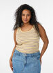 Gestreepte tanktop met een ribstructuur, Geel, Model image number 0