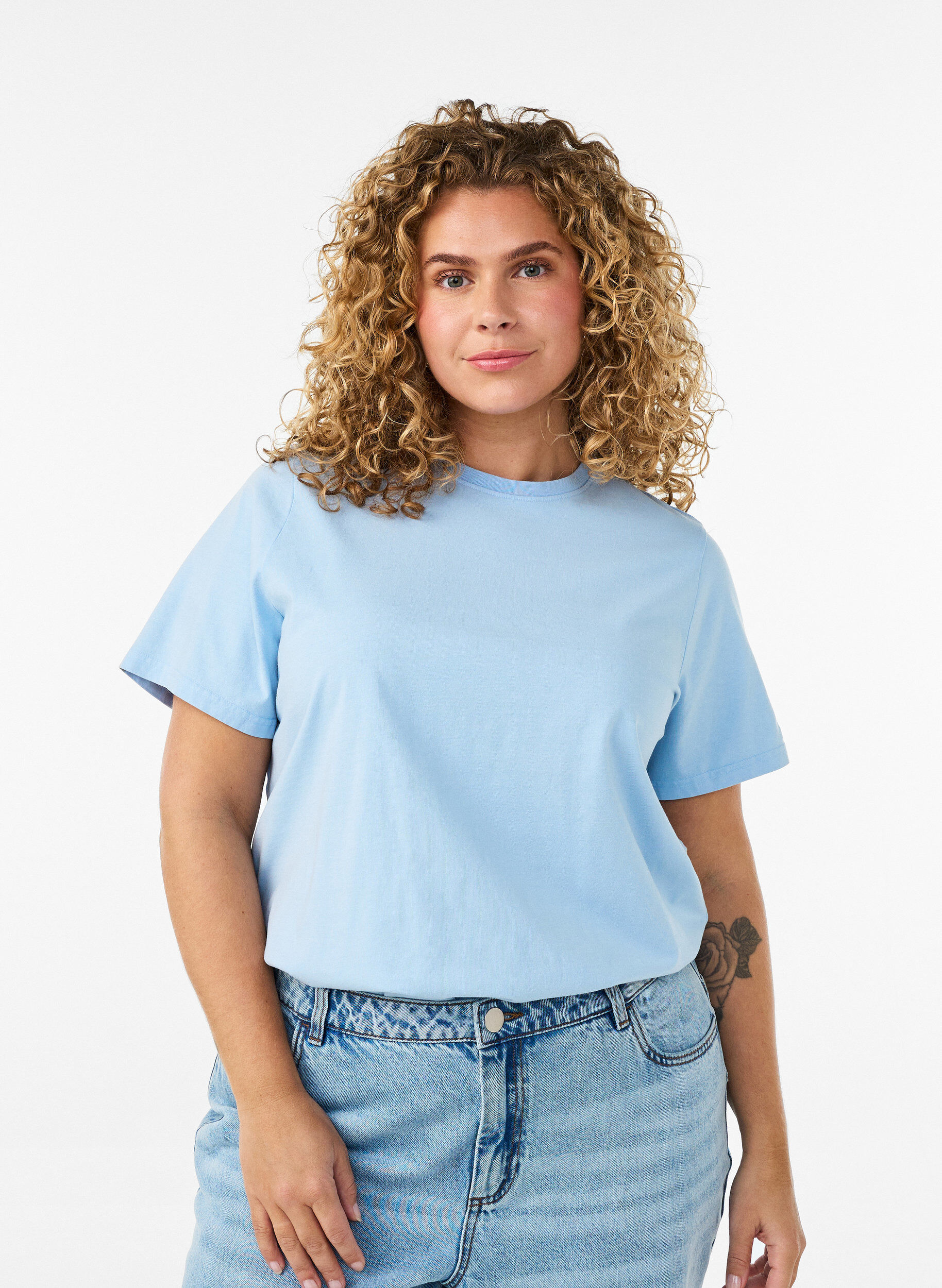 ZizziGrafisch T-shirt van biologisch katoen, Blauw, Model image number 2