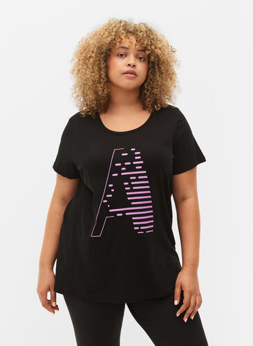 Trainingsshirt met print, Black w. Purple A, Model image number 0