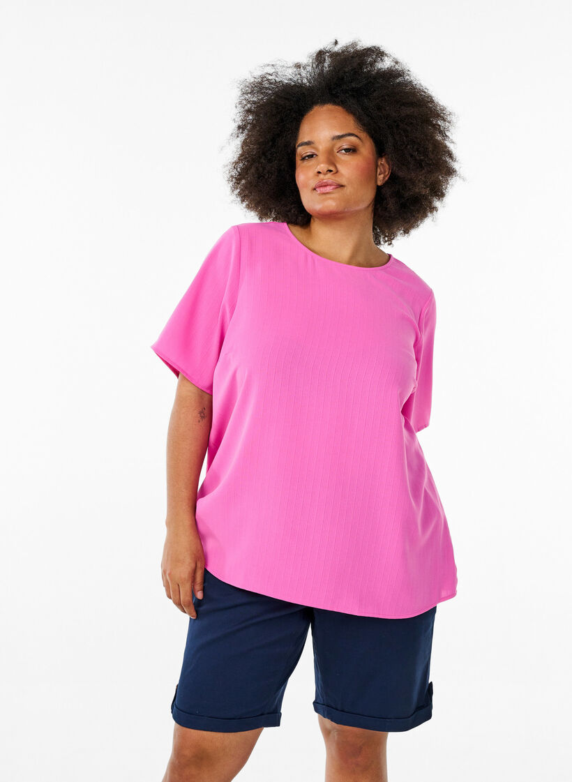 Chino shorts met zakken, Blauw, Model image number 0