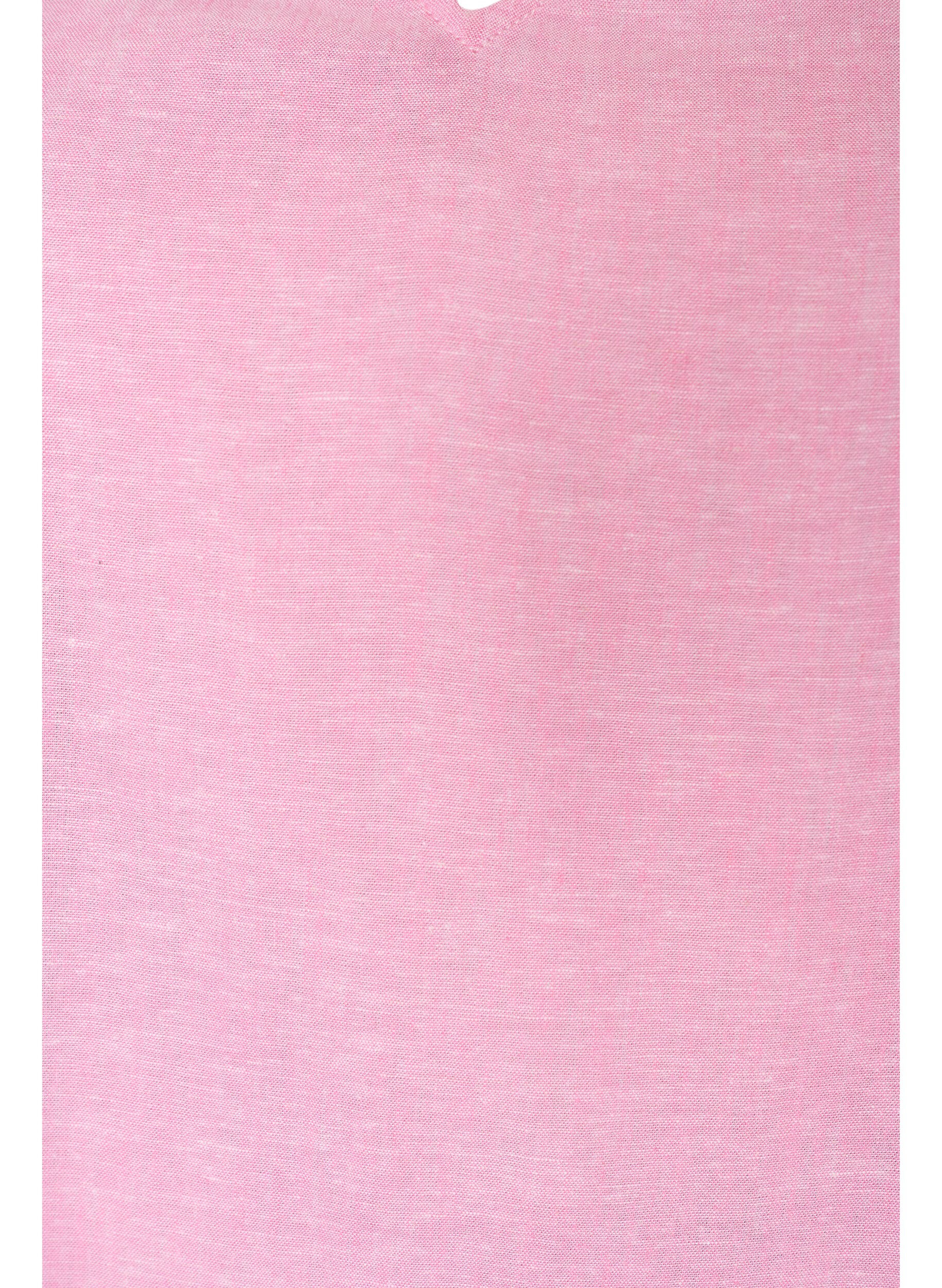 ZizziViscose en linnen blouse met ruches aan de mouwen, Roze, Packshot image number 2
