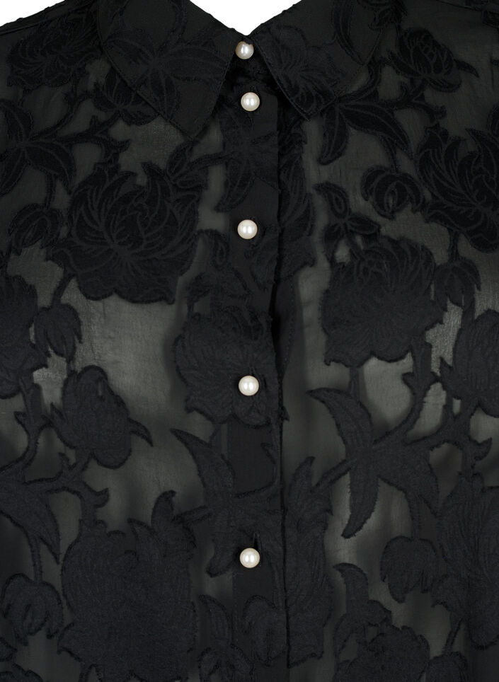 Jacquard overhemd met parelknopen, Black, Packshot image number 2