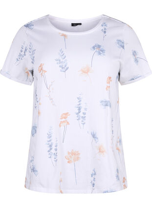 T-shirt van biologisch katoen met bloemenprint, Bright W. AOP Flower, Packshot image number 0