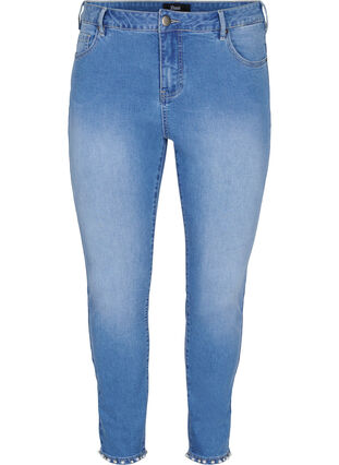 Cropped Amy jeans met parels, Light blue denim, Packshot image number 0
