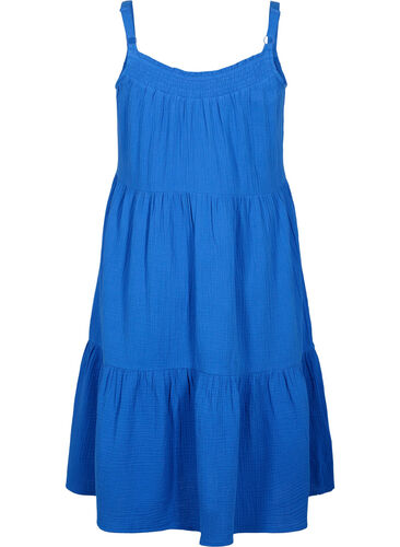 Effen katoenen strapless jurk, Victoria blue, Packshot image number 1