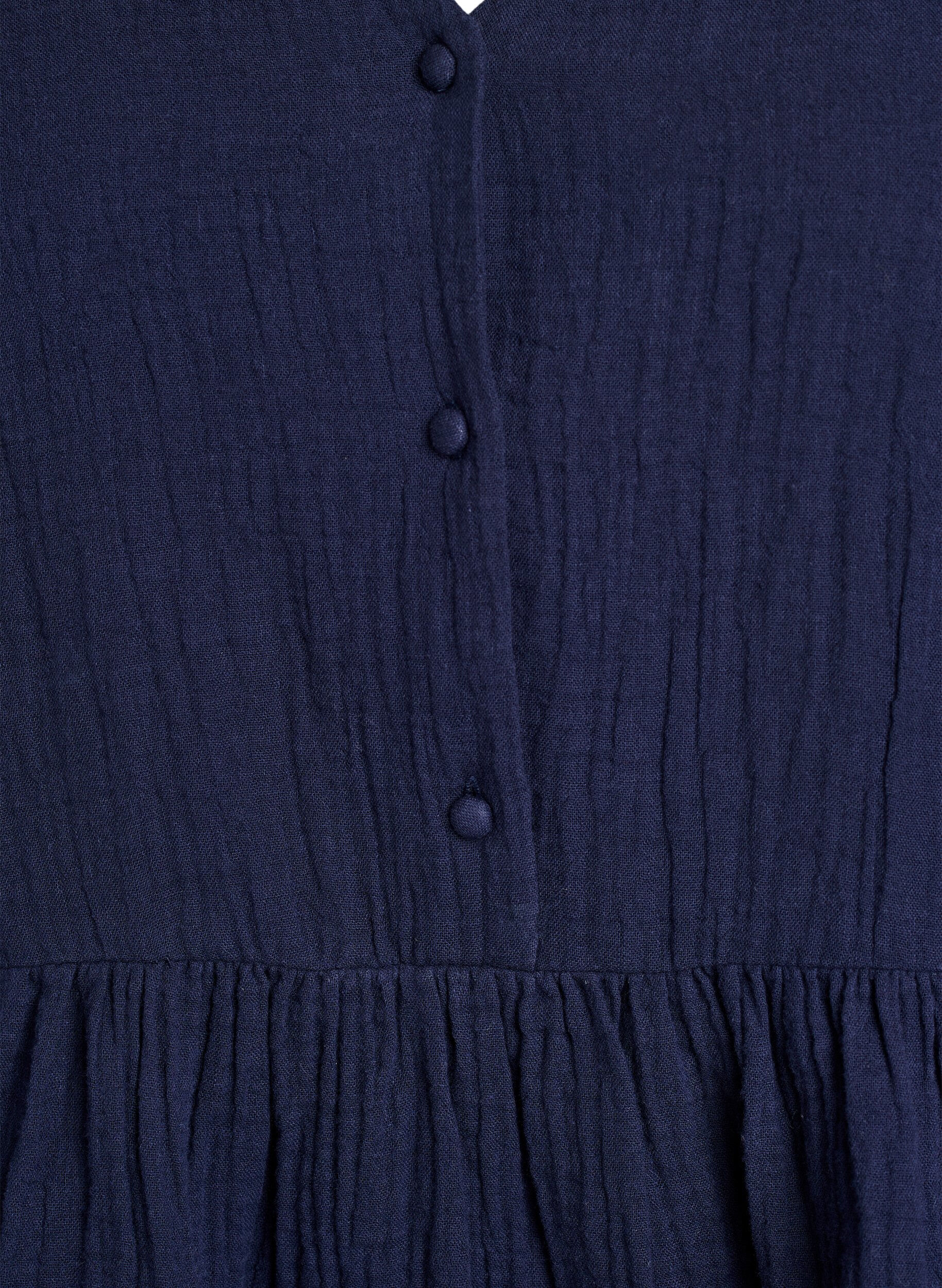 ZizziMouwloze blouse van katoen mousseline met ruches, Blauw, Packshot image number 2