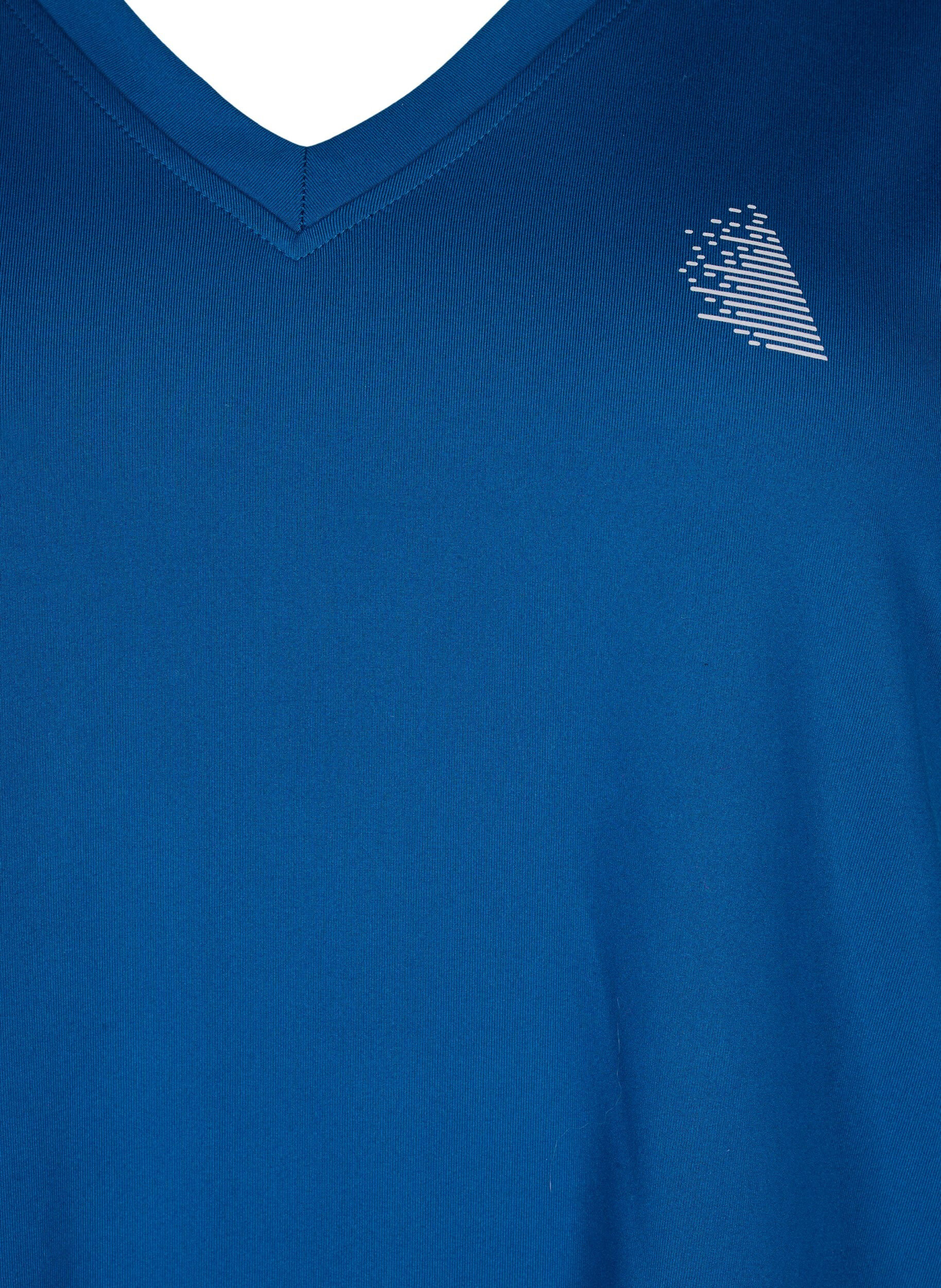Zizzi Los trainings-T-shirt met v-hals, Blue Opal, Packshot image number 2