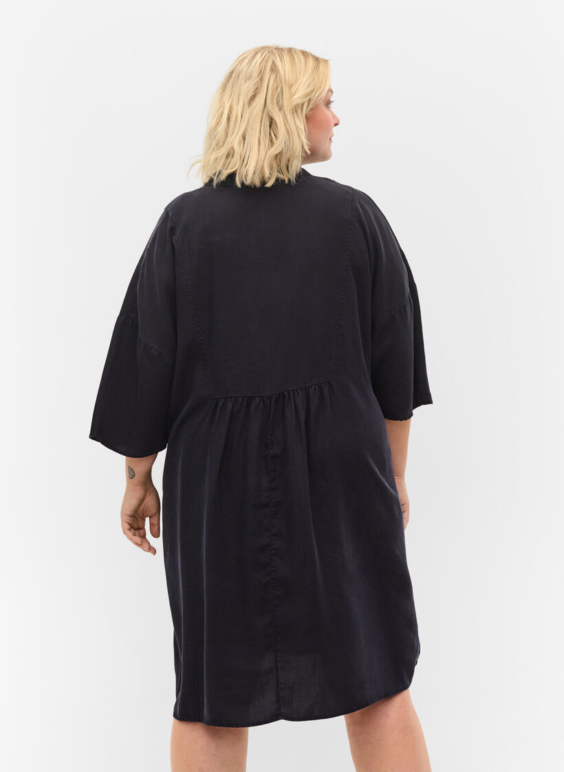 Jurk met 3/4 mouwen van lyocell (TENCEL™), Black, Model image number 1