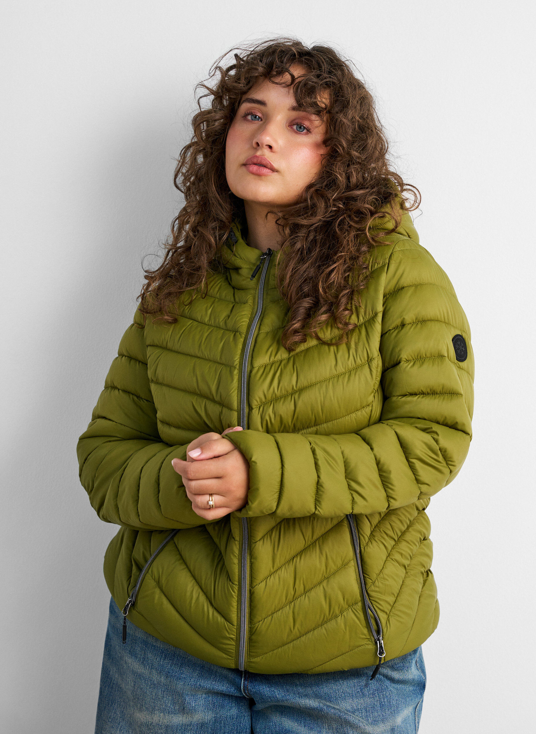 ZizziLichtgewicht jas met capuchon, Groen, Model image number 0