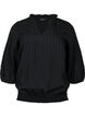 3/4 mouw viscose blouse met smock, Black, Packshot image number 0