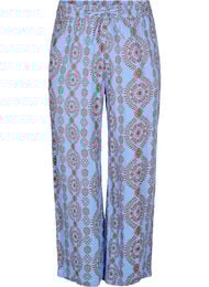 Losse broek in een patroon van katoenen mousseline, Blauw