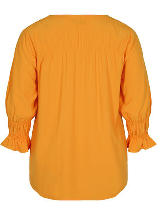 Viscose blouse met knoopsluiting en 3/4-mouwen, Tangelo, Packshot image number 1