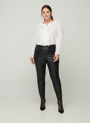 Blouse met ruches, Bright White, Model image number 2