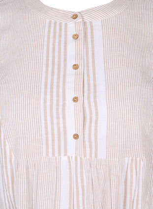 Tuniek met korte mouwen en knopen, White Taupe Stripe, Packshot image number 2
