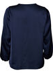 Satijnen blouse met kanten applicatie en parels, Blauw, Packshot image number 1