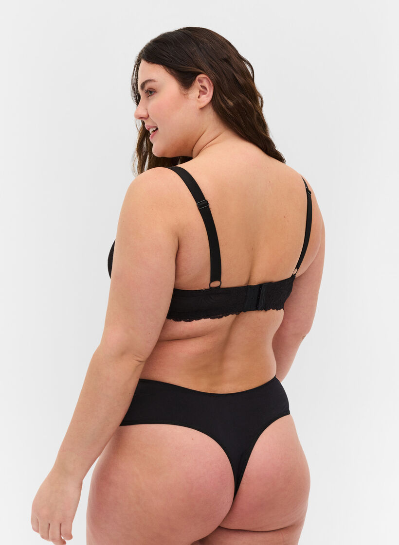 Kanten string met normale taille, Black, Model image number 1