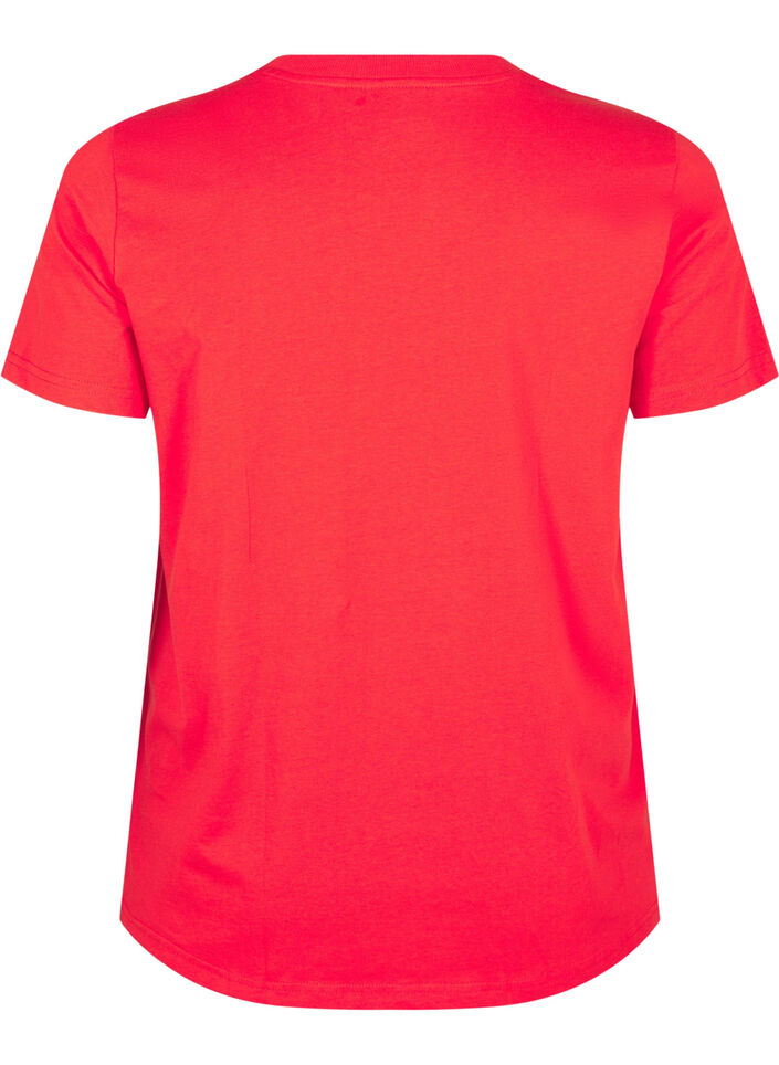 Basic katoenen T-shirt met ronde hals, Rood, Packshot image number 1