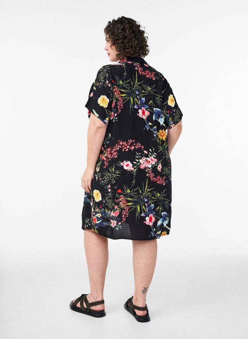 Losvallend lang shirt van viscose, Zwart, Model image number 2