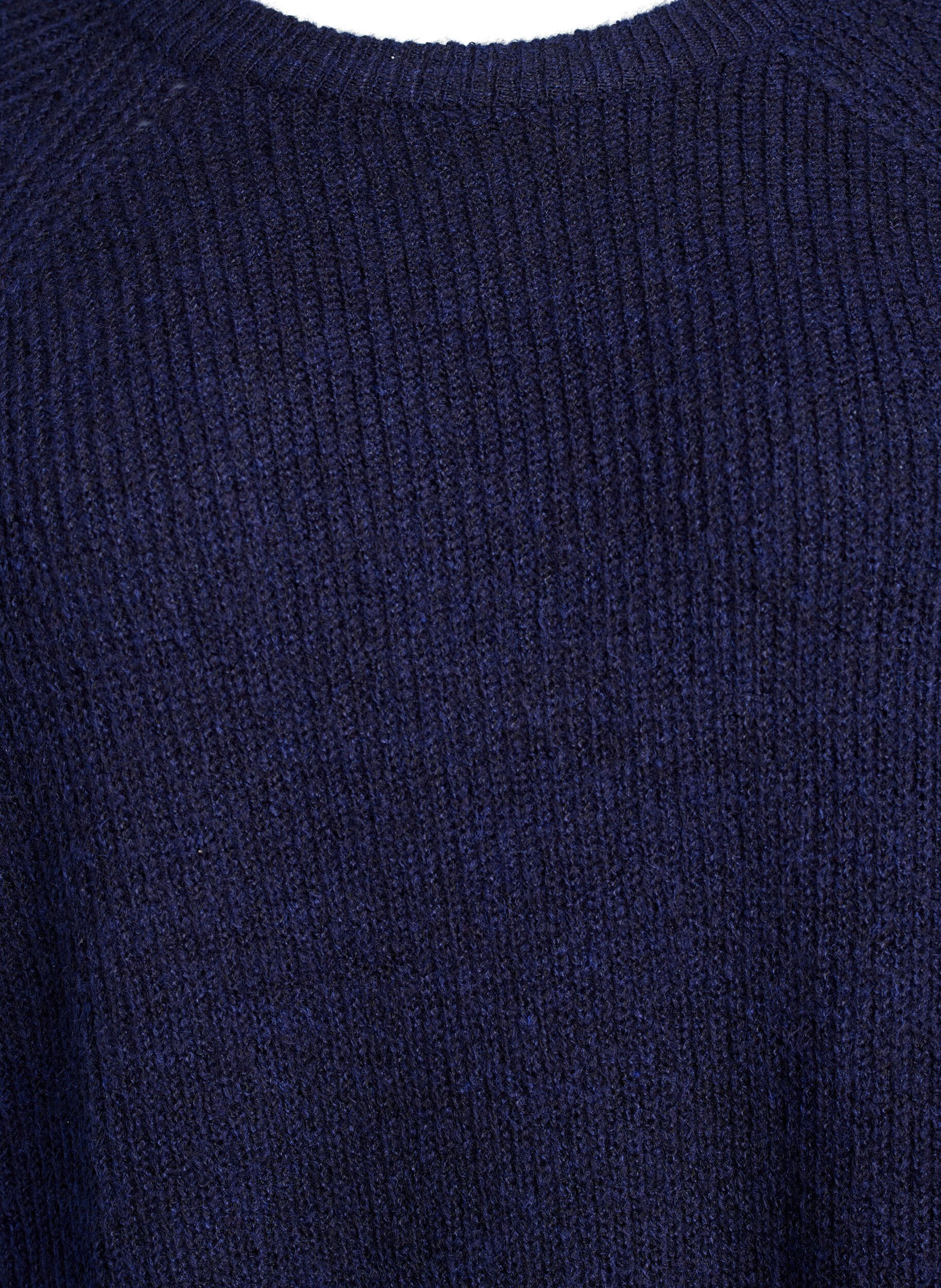 ZizziGeribde trui met 3/4 mouwen, Blauw, Packshot image number 2