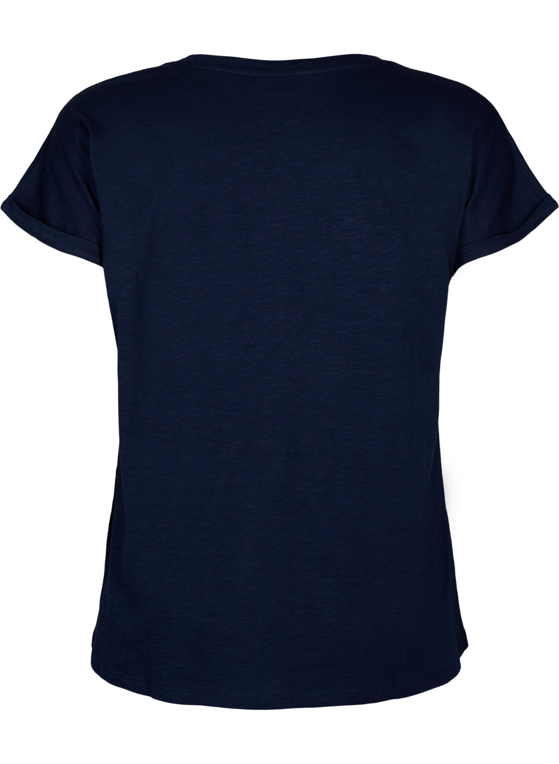 Zizzi Bedrukt T-shirt van biologisch katoen, N.Sky w. White Print, Packshot image number 1