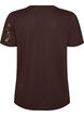 Katoenen T-shirt met kanten applicaties, Bruin, Packshot image number 1