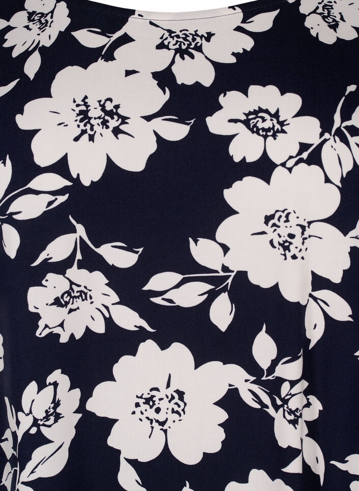 FLASH - Viscose blouse met korte mouwen en print, Blauw, Packshot image number 2