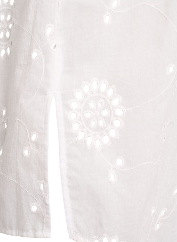 Katoenen tuniek met broderie anglaise, Wit, Packshot image number 3