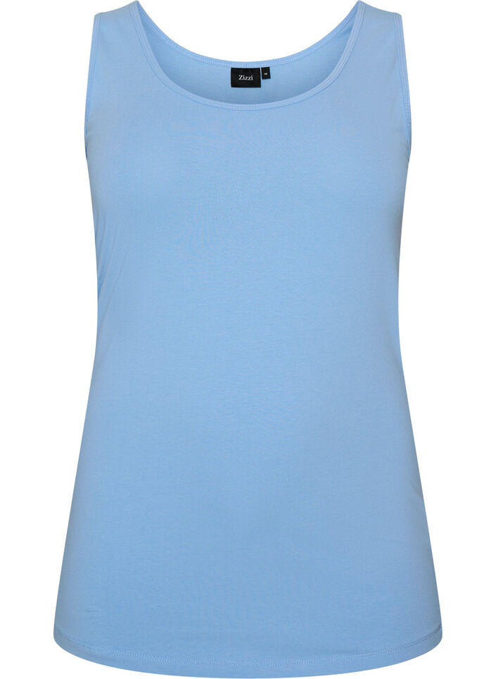 Effen basic top in katoen, Blauw, Packshot image number 0