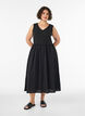 Mouwloze katoenen midi-jurk met rib en mousseline, Zwart, Model image number 0