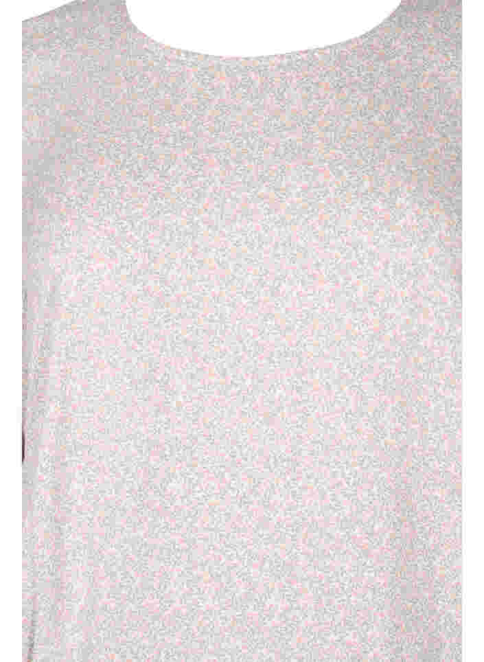 Gebloemde viscose blouse met smok en 3/4 mouwen, White Ditsy AOP, Packshot image number 2