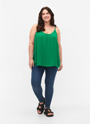 Strap top in viscose, Jolly Green, Model image number 2