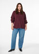 Gebreide blouse met golvende randen, Donker Bordeaux, Model image number 1