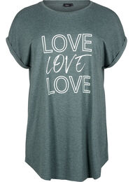 Nachtjapon met korte mouwen en tekstopdruk, 