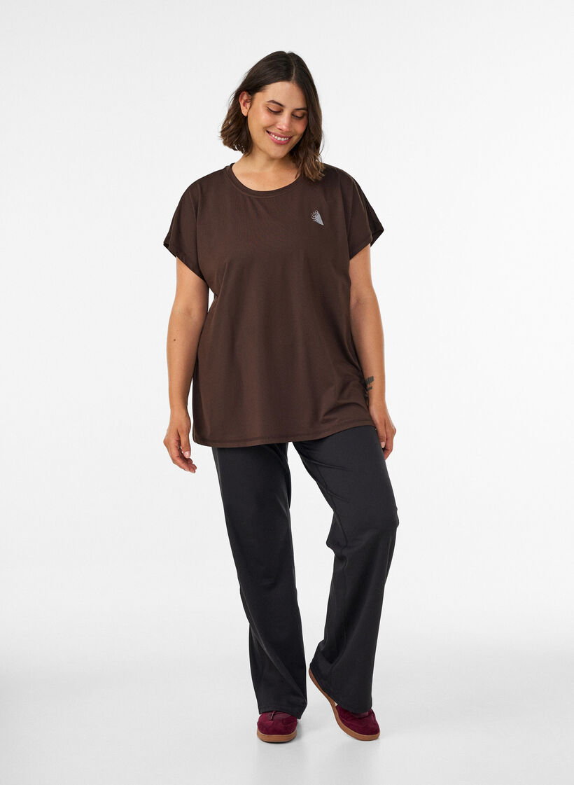 Effen gekleurd trainingsshirt, Bruin, Model image number 1
