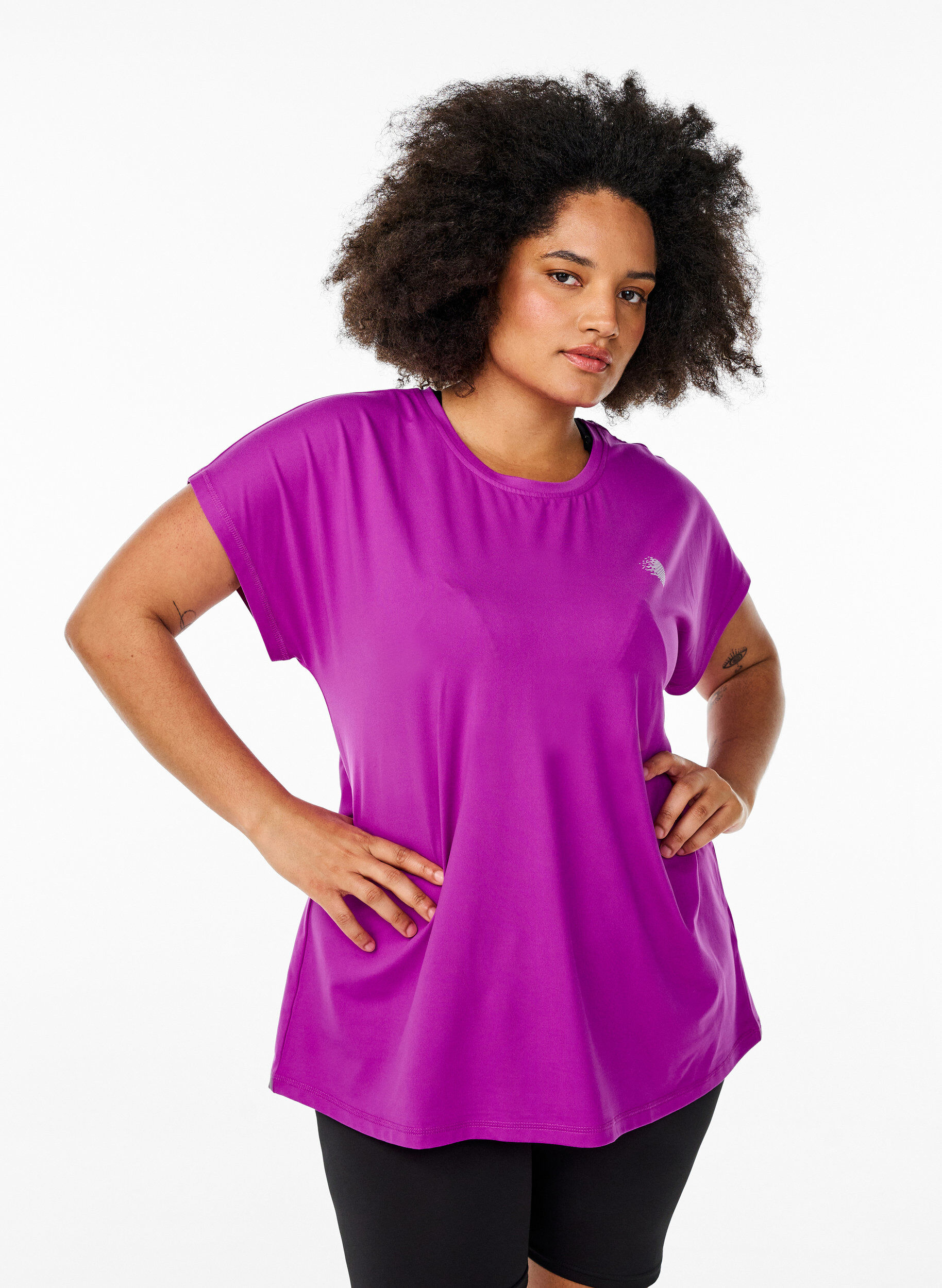 ZizziEffen gekleurd trainingsshirt, Paars, Model image number 0